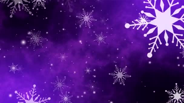 Fond violet abstrait de flocons de neige en mouvement, animation en boucle — Video