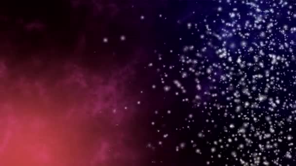 움직이는 입자들의 추상적 인 어두운 파란색 과 마젠타 배경, 반복되는 애니메이션 — 비디오
