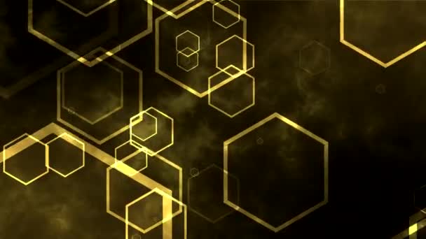 Fondo de oro abstracto de hexágonos en movimiento, animación en bucle — Vídeo de stock