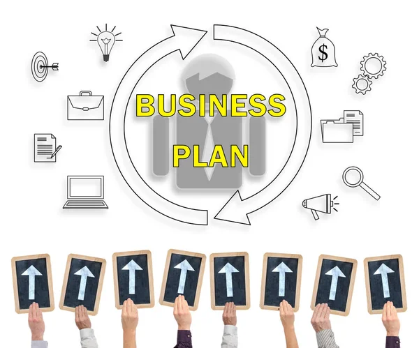 Business plan concept on a whiteboard — Stock Photo, Image