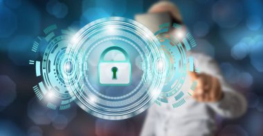 Bir veri güvenlik kavramı dokunmadan adam