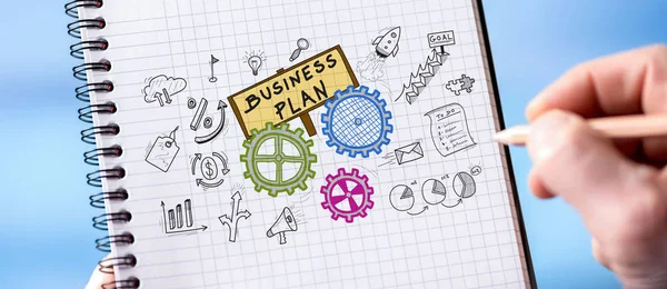 Business plan concept on a notepad — Stock Photo, Image