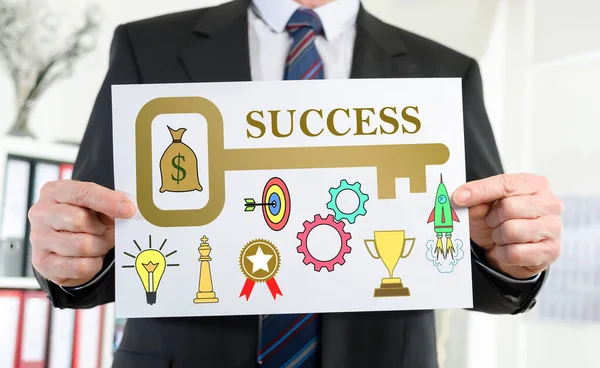 Business success concept shown by a businessman — Stock Photo, Image