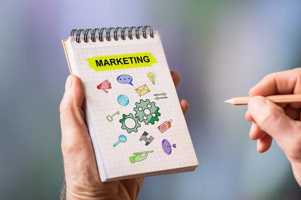 Concepto de marketing en un bloc de notas — Foto de Stock