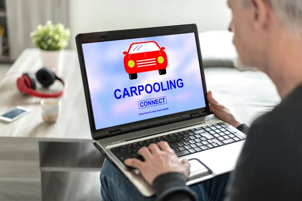 Concetto di car pooling su uno schermo portatile — Foto Stock