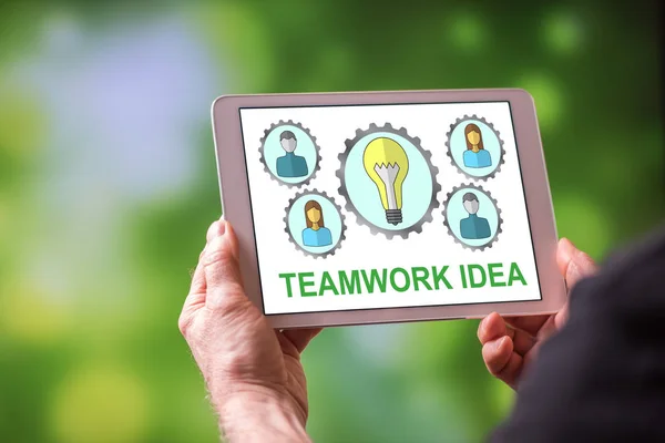 Teamwork-Konzept auf dem Tablet — Stockfoto