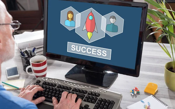 Business success concept on a computer — Stock Photo, Image