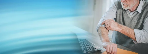 Businessman rolling up his sleeves; panoramic banner