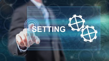 Bir ayar konseptine dokunan adam