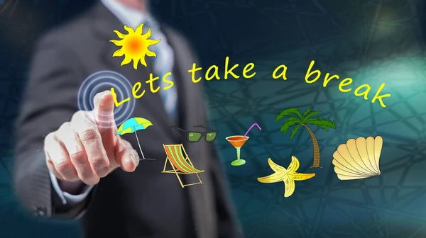 Man touching a vacation time concept — Stock Photo, Image