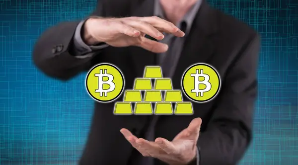 Концепція віртуального золота Bitcoin — стокове фото