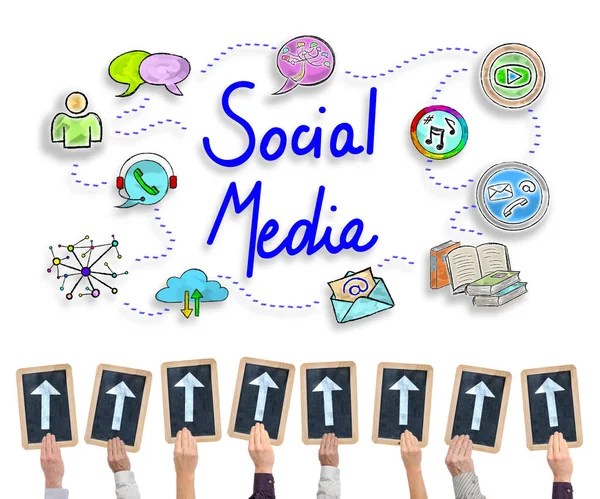 Sociale media concept op een whiteboard — Stockfoto