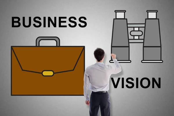 Conceito de visão de negócios desenhado por um homem — Fotografia de Stock