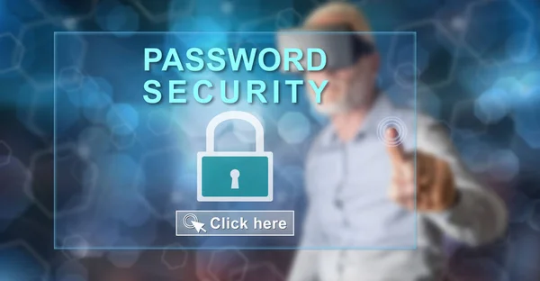 Man touching a password security concept — Stock Photo, Image