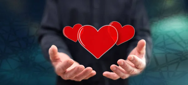 Love Concept Hands Man Background — Stock Photo, Image
