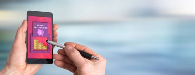 Para koruma kavramı görüntüleyen akıllı telefon ekranı