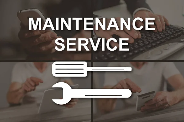 Concept Service Maintenance Illustré Par Des Images Sur Fond — Photo