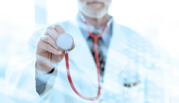 Männlicher Arzt Mit Stethoskop Medizinisches Konzept Lichteffekt — Stockfoto