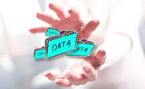 Data Concept Hands Woman Background — Stock Photo, Image