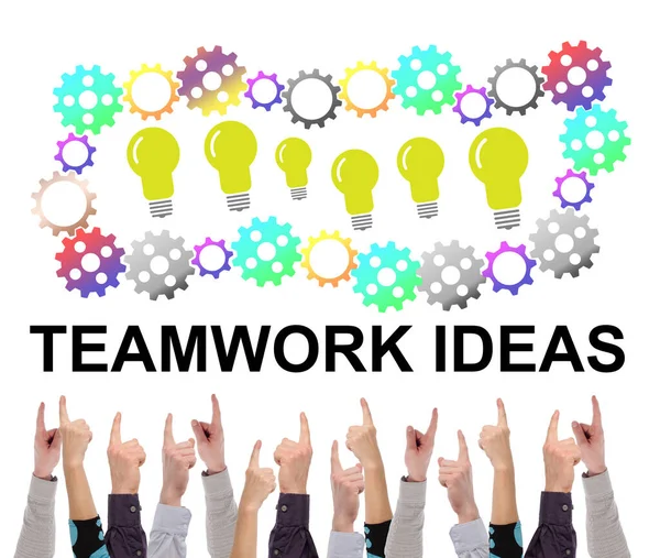 Teamwork Idea Concept White Background Pointed Several Fingers — Stock Photo, Image