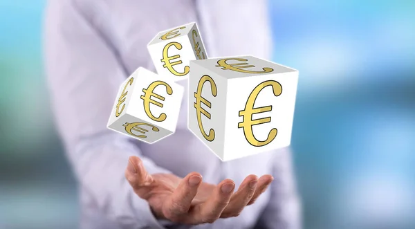 Euro Concept Boven Hand Van Een Man Achtergrond — Stockfoto