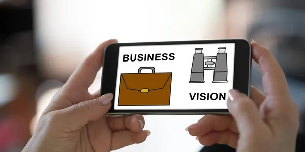 Der Hand Ein Smartphone Mit Business Vision Konzept — Stockfoto