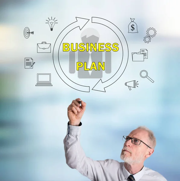 Business Plan Concept Drawn Businessman — Stock Photo, Image