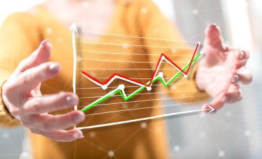 İş analiz kavramı el arka plan içinde bir kadın arasında