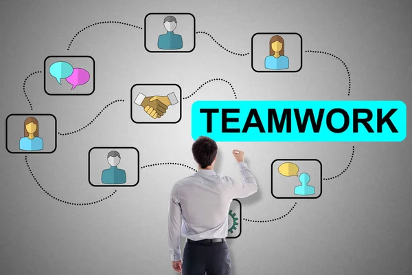 Teamwork Konzept Eines Geschäftsmannes — Stockfoto