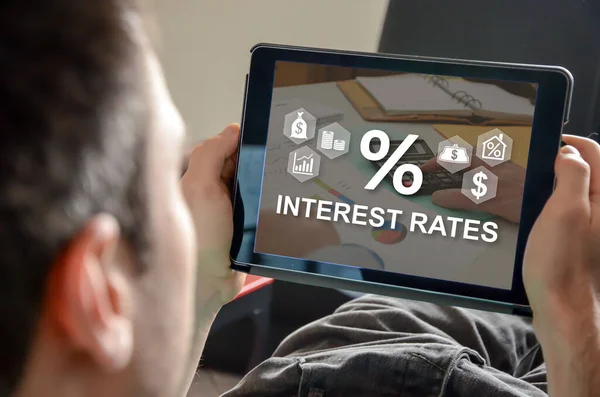 Interest Rates Concept Tablet — Stock Photo, Image