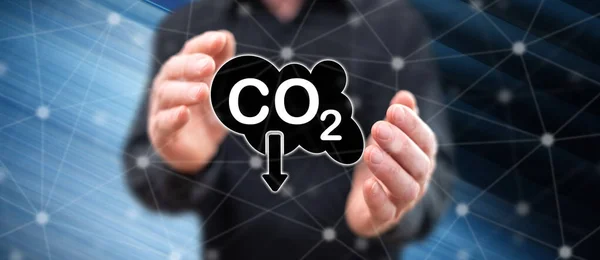 Carbon Reduction Concept Hands Man Background — Stock Photo, Image