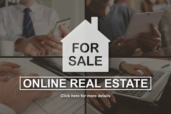 Online Immobilienkonzept Veranschaulicht Durch Bilder Hintergrund — Stockfoto