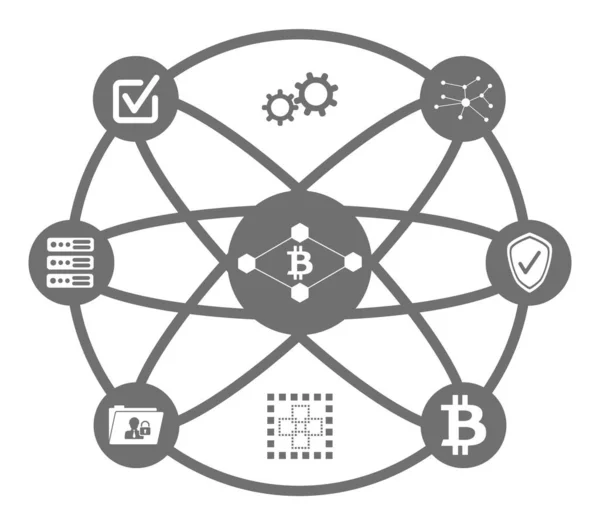 Concepto Tecnología Blockchain Con Iconos Conectados — Foto de Stock