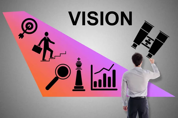 Vision Koncepció Által Rajzolt Üzletember — Stock Fotó