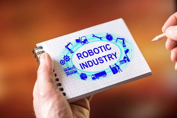 Hand drawing robotic industry concept on a notepad