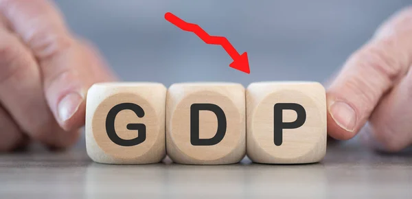 Concept Economic Crash Gdp Drop Wooden Cubes — Stock Photo, Image