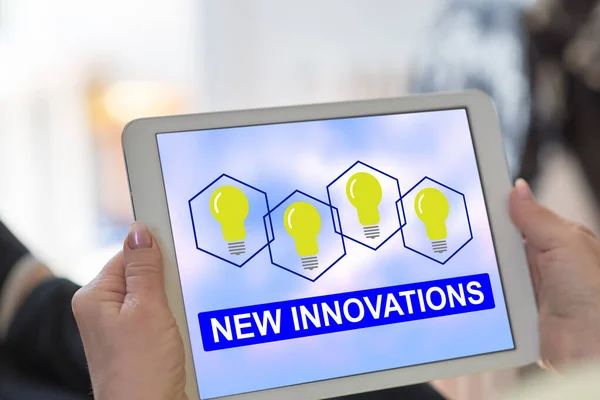Tablet Scherm Weergeven Van Een Nieuw Concept Van Innovaties — Stockfoto