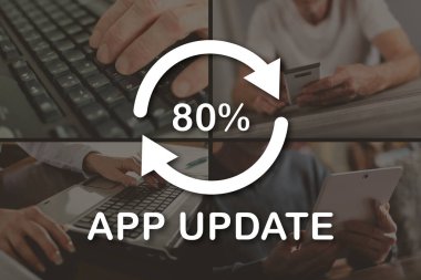 Uygulama güncelleme kavramı arkaplandaki resimlerle gösterilmiştir