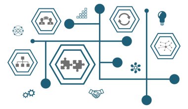 Bağlı simgelerle takım çalışması kavramı