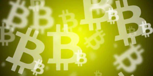 Voler Logos Bitcoin Sur Fond Jaune Citron — Photo