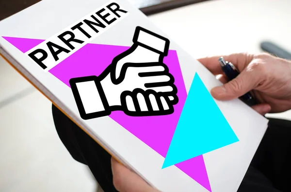 Partnerconcept Papier Met Een Hand — Stockfoto