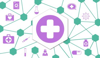 Bağlı simgelerle sağlık hizmeti kavramı