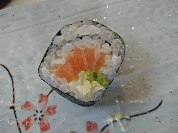 Japanese Sushi Plate Ready Eaten Photographed All You Can Eat — Stock Photo, Image