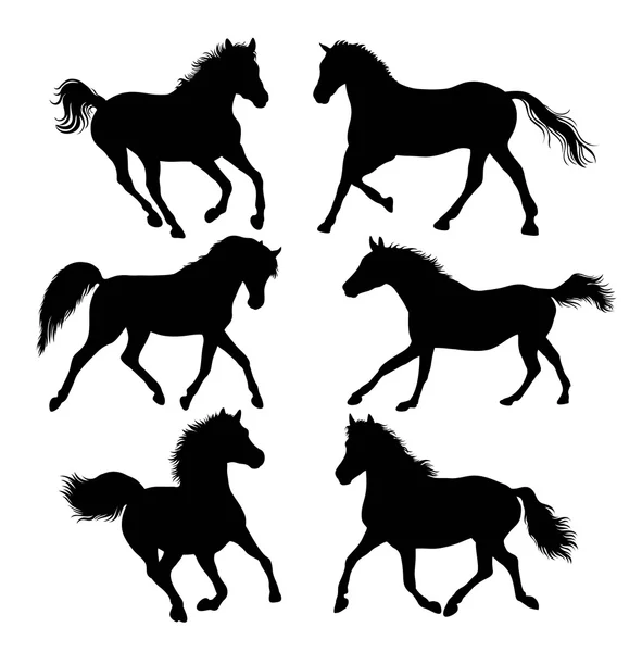 Силуэт лошадей — стоковый вектор