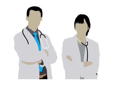 Kadın ve erkek doktor Silhouettes