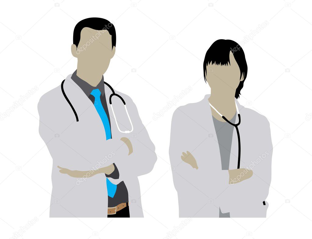 Female and Male Doctor Silhouettes
