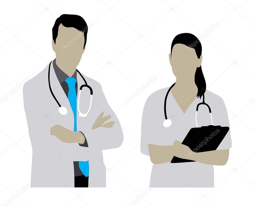 Female and Male Doctor Silhouettes