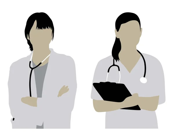 Silhouettes d'activité de médecin féminin — Image vectorielle