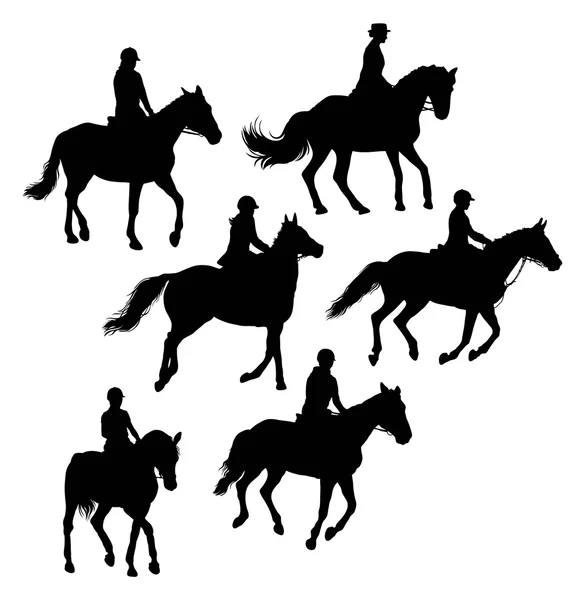 Силуэты конного спорта — стоковый вектор