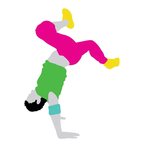 Break dancing Action Silhouette — Stock Vector